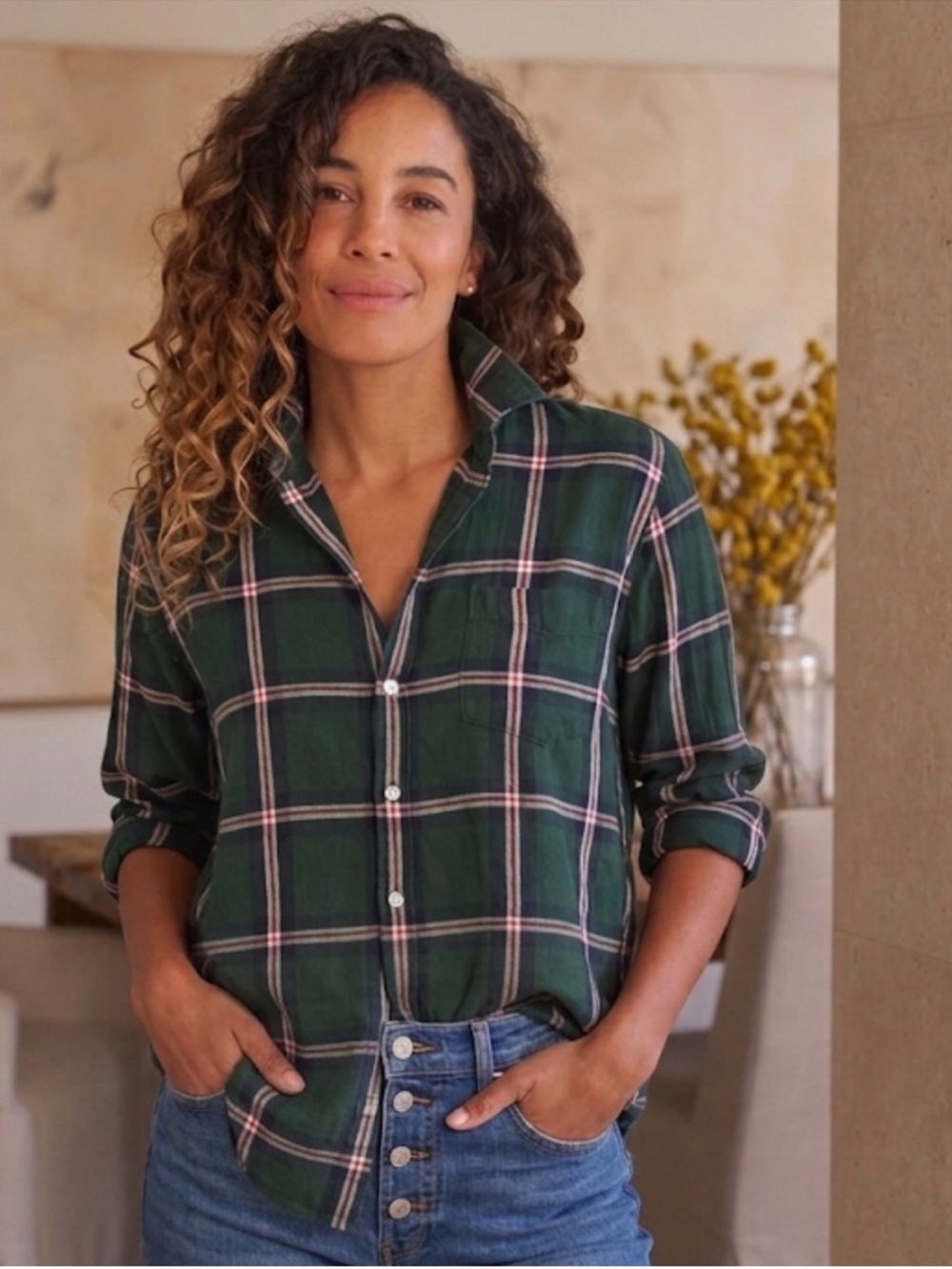 Frank & Eileen plaid Eileen button down blouse